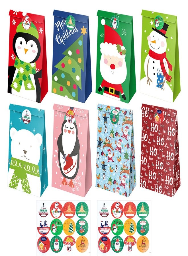 Jaywayang 24Pack Christmas Treat Bags, Small Xmas Gift Bags with Stickers, Goodie Mini for Holiday Gifts Wrapping Party Favor. - Image 1